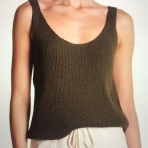 NWT Vince Lattice Stitch Tank in Olive size L